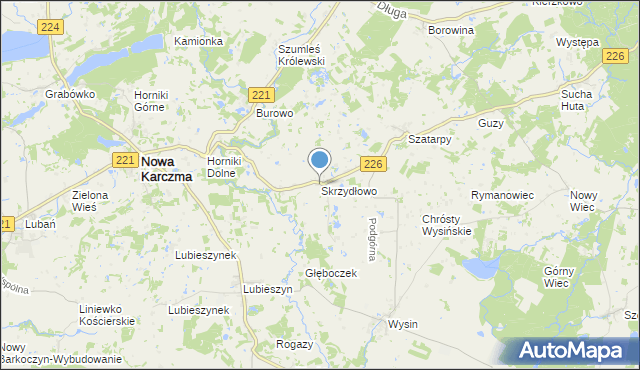 mapa Skrzydłowo, Skrzydłowo gmina Nowa Karczma na mapie Targeo
